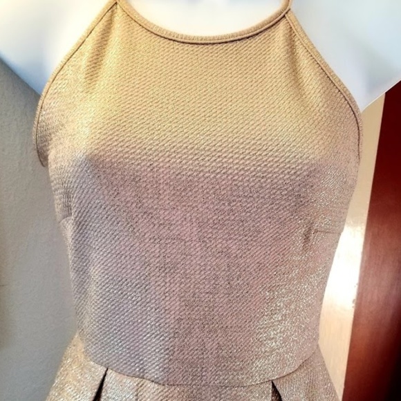 Sexy GOLD GLITZY Mini Skater DRESS ~ Soprano spree - Picture 5 of 8